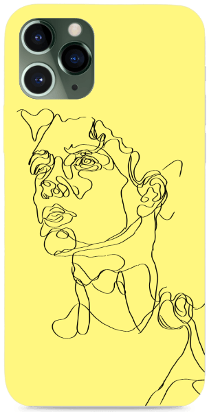 Sárga férfi portré line art telefontok 2