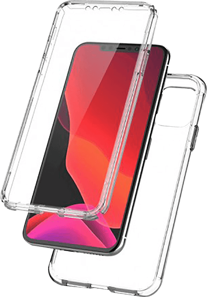 Apple iPhone 11 Pro Max kemény hátlap szilikon előlap 360 ° védelem átlátszó