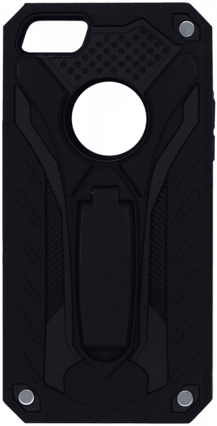 Apple iPhone 5S ütésálló tok logó kihagyós kitámasztóval fekete