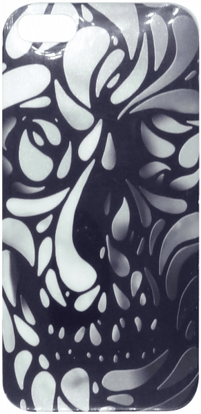 Apple iPhone 5S szilikon tok nonfiguratív koponya minta, lilán csillogó