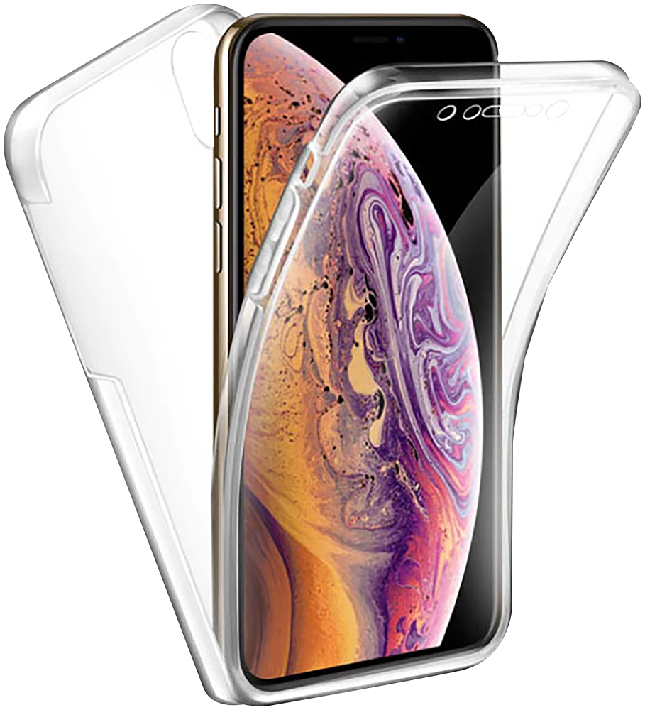 Apple iPhone XS Max kemény hátlap szilikon előlap 360 ° védelem átlátszó