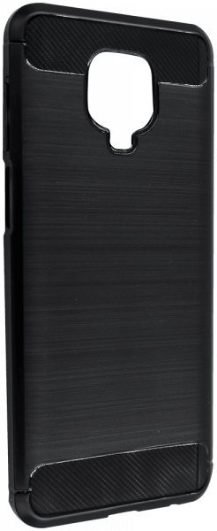 Xiaomi Redmi Note 9S ütésálló TPU tok szálcsiszolt - karbon minta légpárnás sarok fekete