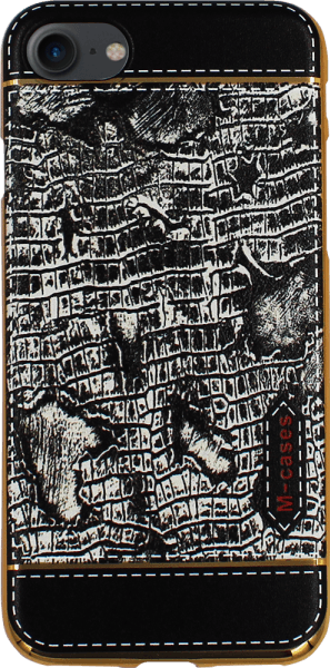 Apple iPhone 8 szilikon aligátorbőr mintás fekete/fehér arany kerettel