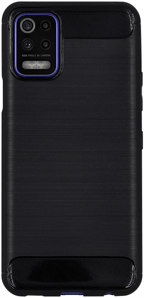 LG K52 ütésálló szilikon tok szálcsiszolt-karbon minta légpárnás sarok fekete