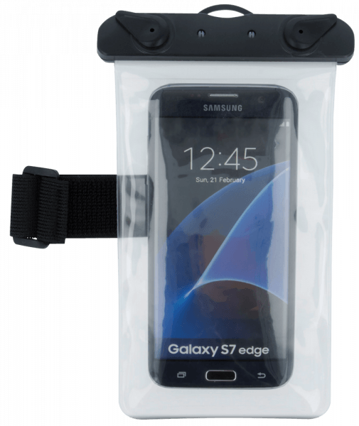 Samsung Galaxy J4 2018 (J400) vízálló tok univerzális, karszalaggal fekete