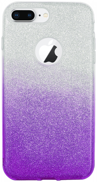 Apple iPhone 7 Plus szilikon tok csillogó hátlap logónál átlátszó lila/ezüst