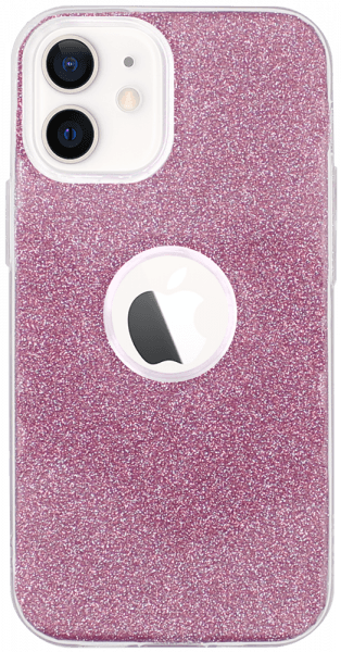 Apple iPhone 12 Mini szilikon tok csillogó hátlap logó kihagyós rózsaszín