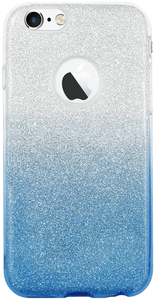 Apple iPhone 6S szilikon tok csillogó hátlap logónál átlátszó kék/ezüst