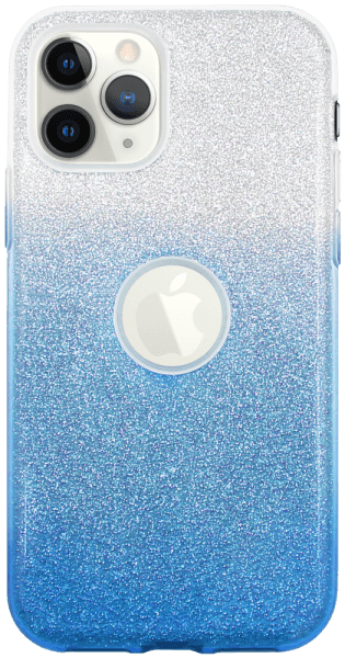 Apple iPhone 11 Pro szilikon tok csillogó hátlap logó kihagyós kék/ezüst