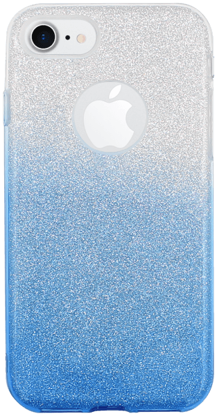 Apple iPhone 7 szilikon tok csillogó hátlap logónál átlátszó kék/ezüst