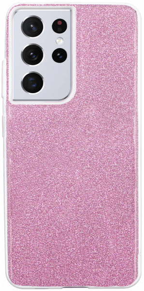 Samsung Galaxy S21 Ultra 5G (SM-G998B) szilikon tok csillogó hátlap rózsaszín