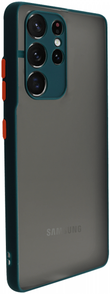 Samsung Galaxy S21 Ultra 5G (SM-G998B) kemény hátlap Vennus Button Bumper sötétzöld