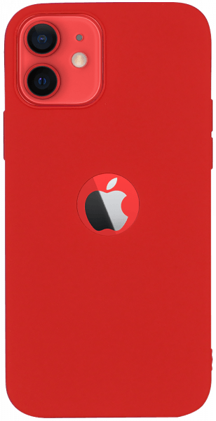 Apple iPhone 12 szilikon tok logó kihagyós piros