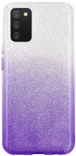 Samsung Galaxy A03s (SM-A037F) szilikon tok csillogó hátlap lila/ezüst