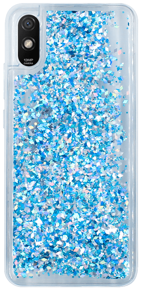 Xiaomi Redmi 9A szilikon tok gyári Liquid Sparkle kék/ezüst