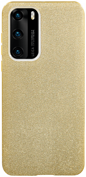 Huawei P40 szilikon tok kivehető ezüst csillámporos réteg halvány sárga