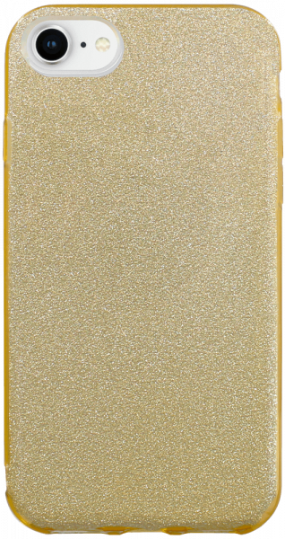 Apple iPhone SE (2020) szilikon tok kivehető ezüst csillámporos réteg halvány sárga