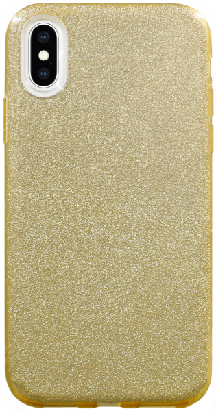 Apple iPhone X szilikon tok kivehető ezüst csillámporos réteg halvány sárga