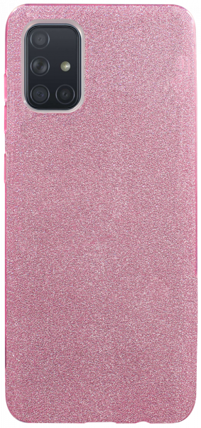 Samsung Galaxy A71 (SM-A715F) szilikon tok kivehető ezüst csillámporos réteg halvány rózsaszín