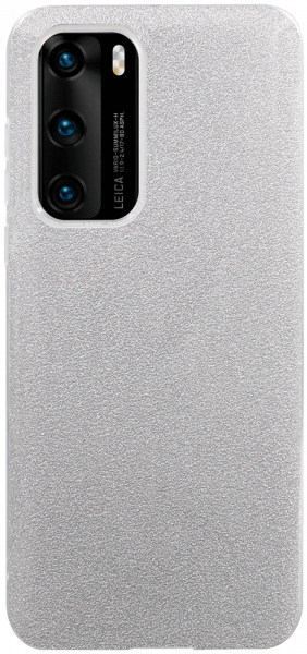 Huawei P40 szilikon tok kivehető ezüst csillámporos réteg átlátszó