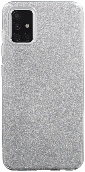 Samsung Galaxy A51 (SM-A515F) szilikon tok kivehető ezüst csillámporos réteg átlátszó