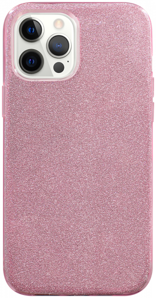Apple iPhone 12 Pro Max szilikon tok kivehető ezüst csillámporos réteg halvány rózsaszín
