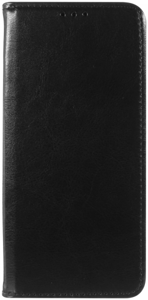 Huawei Y6P oldalra nyíló flipes bőrtok valódi bőr fekete