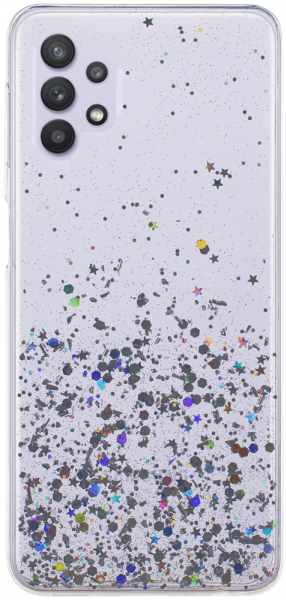 Samsung Galaxy A32 5G (SM-A326) kemény hátlap szilikon kerettel flitteres átlátszó