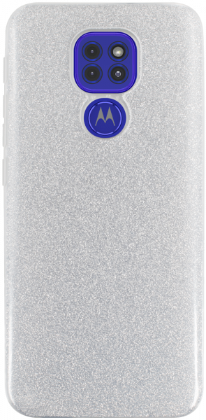 Motorola Moto G9 Play szilikon tok kivehető ezüst csillámporos réteg átlátszó