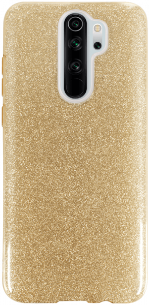 Xiaomi Redmi Note 8 Pro szilikon tok kivehető ezüst csillámporos réteg halvány sárga