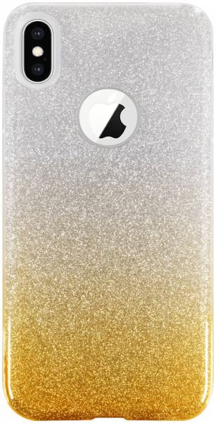 Apple iPhone XS Max szilikon tok csillogó hátlap logónál átlátszó arany/ezüst