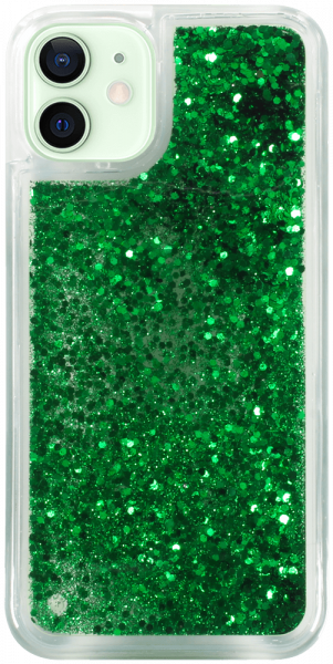 Apple iPhone 12 Mini szilikon tok Liquid Glitter zöld