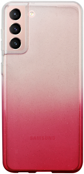 Samsung Galaxy S21 Plus 5G (SM-G996B) szilikon tok színátmenetes csillámos átlátszó/rózsaszín