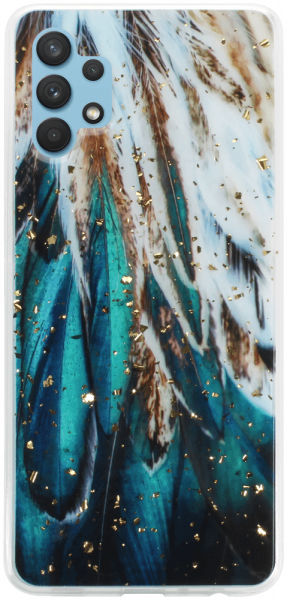 Samsung Galaxy A32 5G (SM-A326) kemény hátlap Gold Glam Feathers