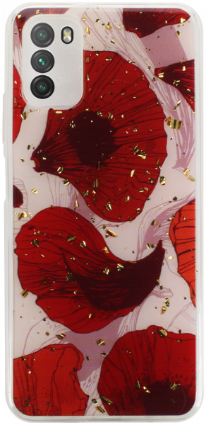 Xiaomi Poco M3 kemény hátlap kameravédővel Gold Glam Poppy