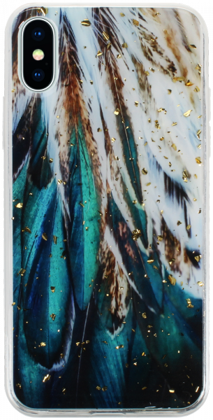 Apple iPhone X kemény hátlap Gold Glam Feathers