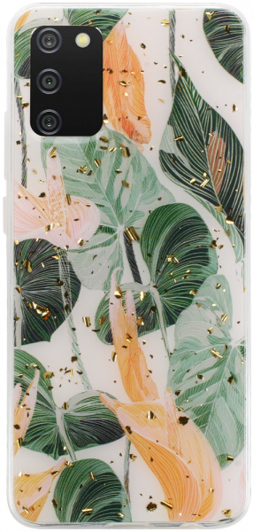 Samsung Galaxy A02s (SM-A025) kemény hátlap Gold Glam Flowerbed