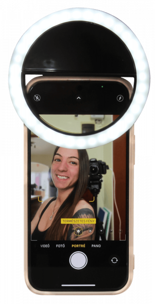 Nokia 2 kompatibilis Ring Light telefonra rögzíthető szelfi lámpa