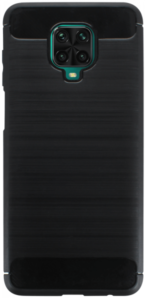 Xiaomi Redmi Note 9 Pro ütésálló szilikon tok szálcsiszolt-karbon minta légpárnás sarok fekete