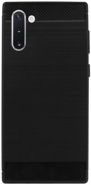 Samsung Galaxy Note 10 ütésálló szilikon tok szálcsiszolt-karbon minta légpárnás sarok fekete