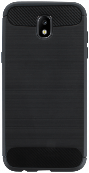 Samsung Galaxy J5 2017 Dual (J530) ütésálló szilikon tok szálcsiszolt-karbon minta légpárnás sarok fekete