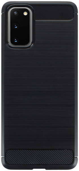 Samsung Galaxy S20 (SM-G980F) ütésálló szilikon tok szálcsiszolt-karbon minta légpárnás sarok fekete