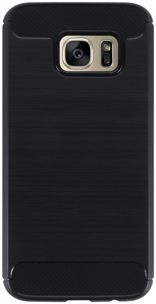 Samsung Galaxy S7 (G930) ütésálló szilikon tok szálcsiszolt-karbon minta légpárnás sarok fekete