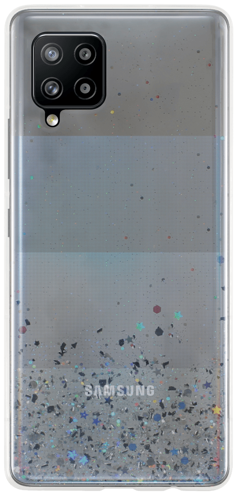 Samsung Galaxy A42 5G (SM-A426B) kemény hátlap szilikon kerettel flitteres átlátszó