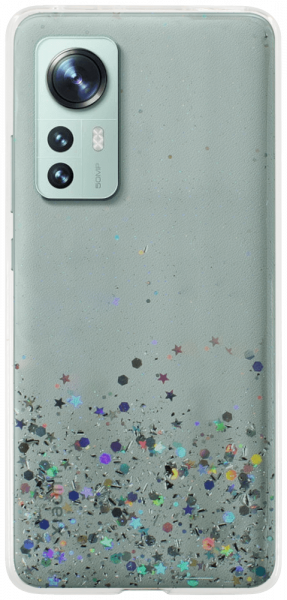 Xiaomi 12 kemény hátlap szilikon kerettel flitteres átlátszó