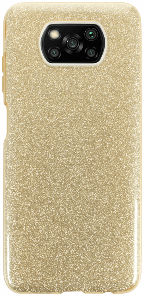 Xiaomi Poco X3 Pro szilikon tok kivehető ezüst csillámporos réteg halvány sárga