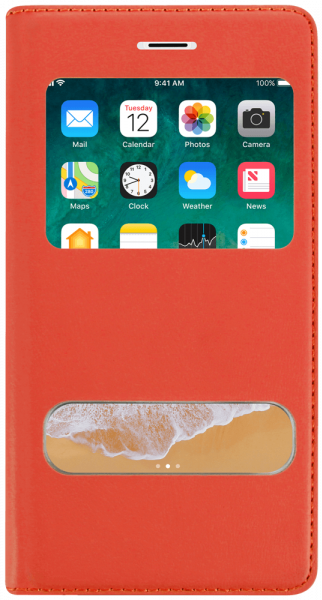 Apple iPhone 6S oldalra nyíló flipes bőrtok S-View Cover narancssárga