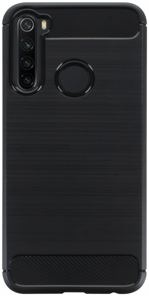 Xiaomi Redmi Note 8 2021 ütésálló szilikon tok szálcsiszolt-karbon minta légpárnás sarok fekete