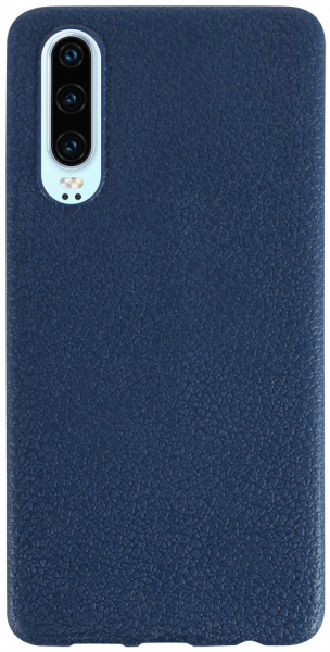 Huawei P30 szilikon tok bőrhatású sötétkék