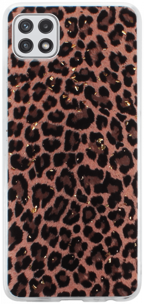 Samsung Galaxy A22 5G (SM-A226B) kemény hátlap Gold Glam Leopard
